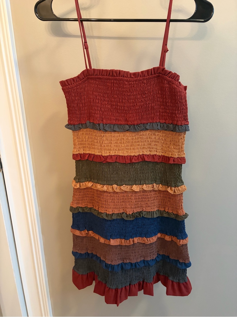 Storia Multi-Color Tiered Smocked Mini Dress